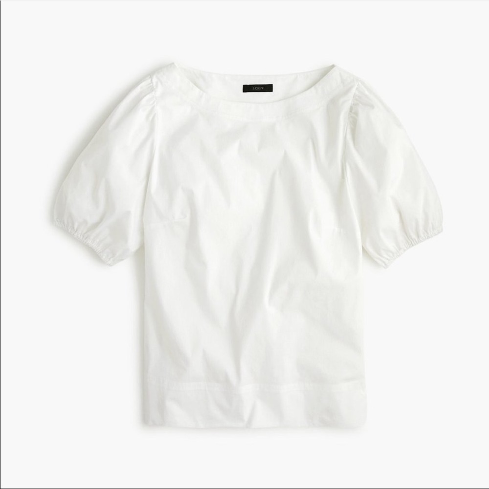 J. Crew white cotton boatneck puff sleeve top